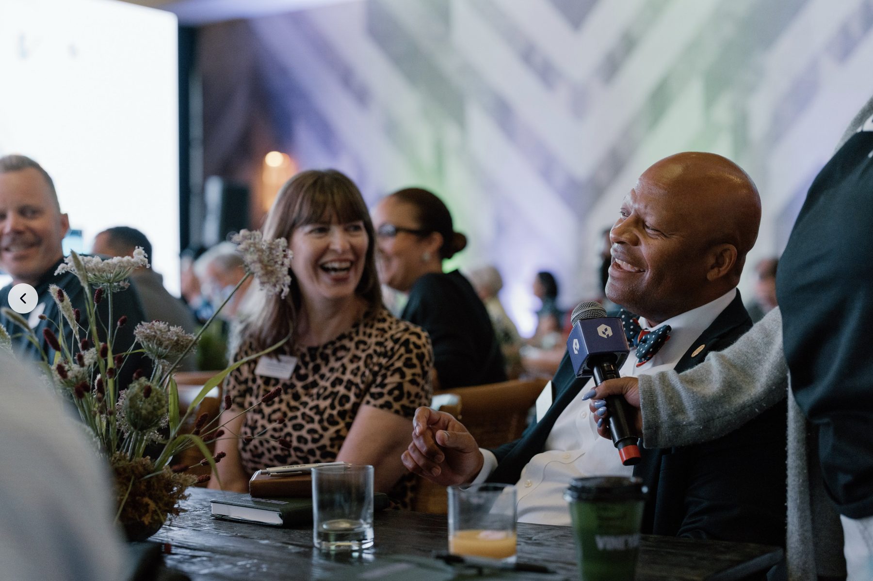Attendees talking during a CollegeVine event