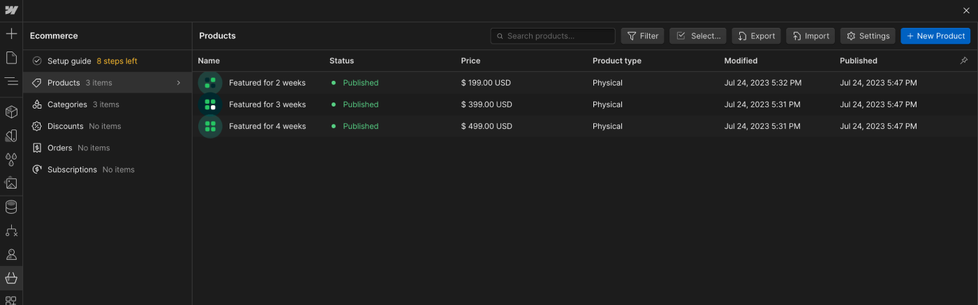 Ecommerce Collection - Localfinder X Webflow Template