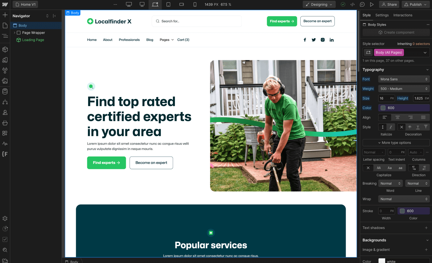 Typography - Localfinder X Webflow Template