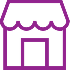 White line icon of a car front view on black background.