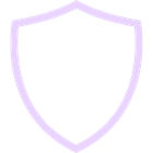 Outline of a shield icon with a thin purple border on a white background.