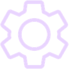 Purple gear icon representing settings or configuration.