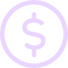 Purple dollar sign inside a purple circular outline on a white background.