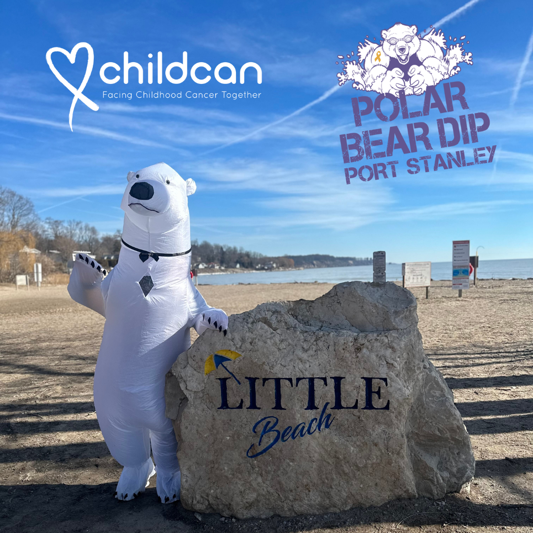Polar Bear Pete on Little Beach in Port Stanley.