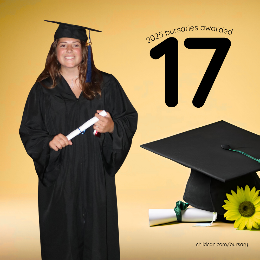 A graduate showing that 17 bursaries were awarded in 2025.