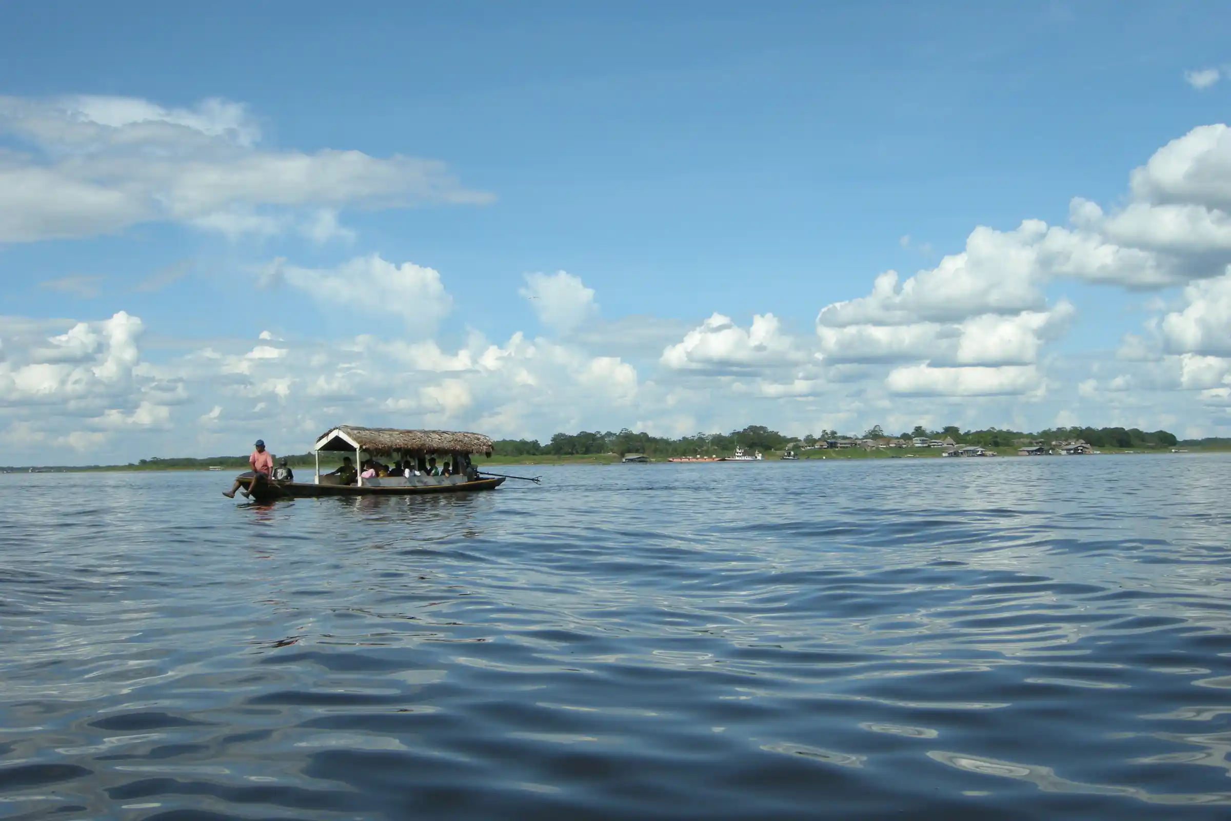 boat on a river in peru