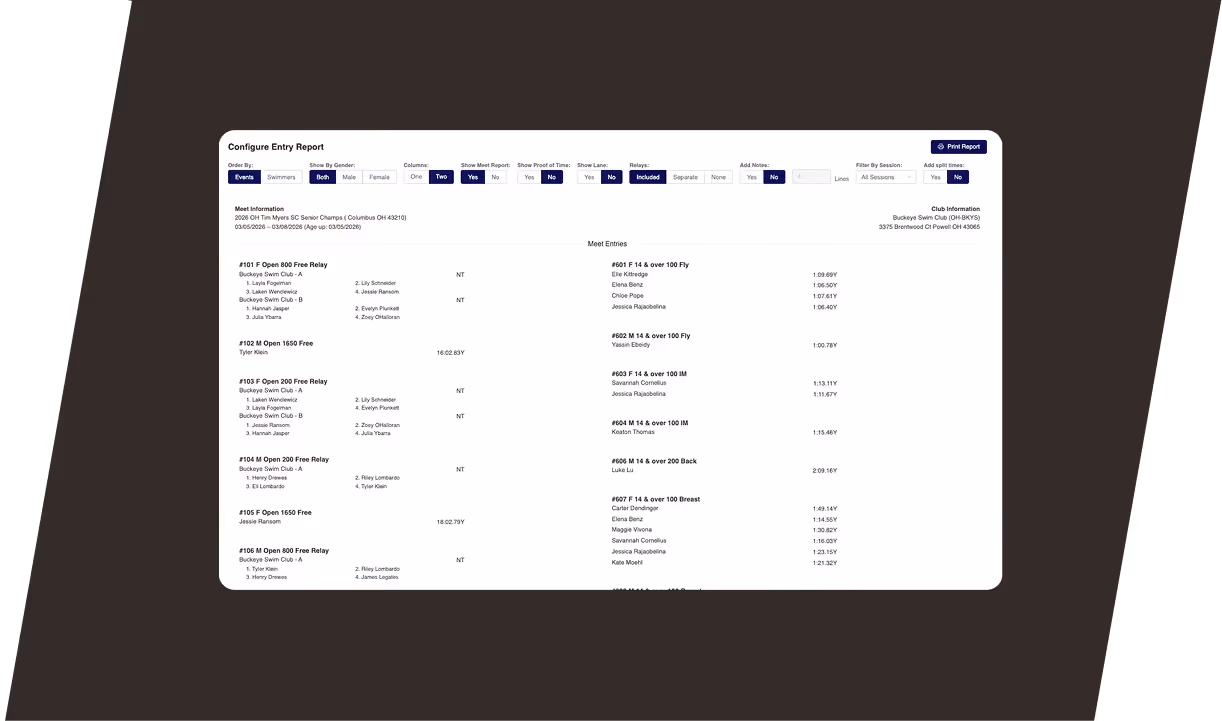 Build accurate meet entries
