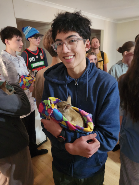 JSR students holding a possum at a Kimberley wildlife rehabilitation centre