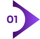 Purple triangular shape pointing right with a white circle on the left side containing the number 01 in purple.