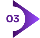 Purple right-pointing triangular arrow with white semicircle cutout on the left containing the number 03 in purple.