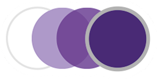Four overlapping circles in varying shades of purple, from light lavender to dark purple, with gray borders.