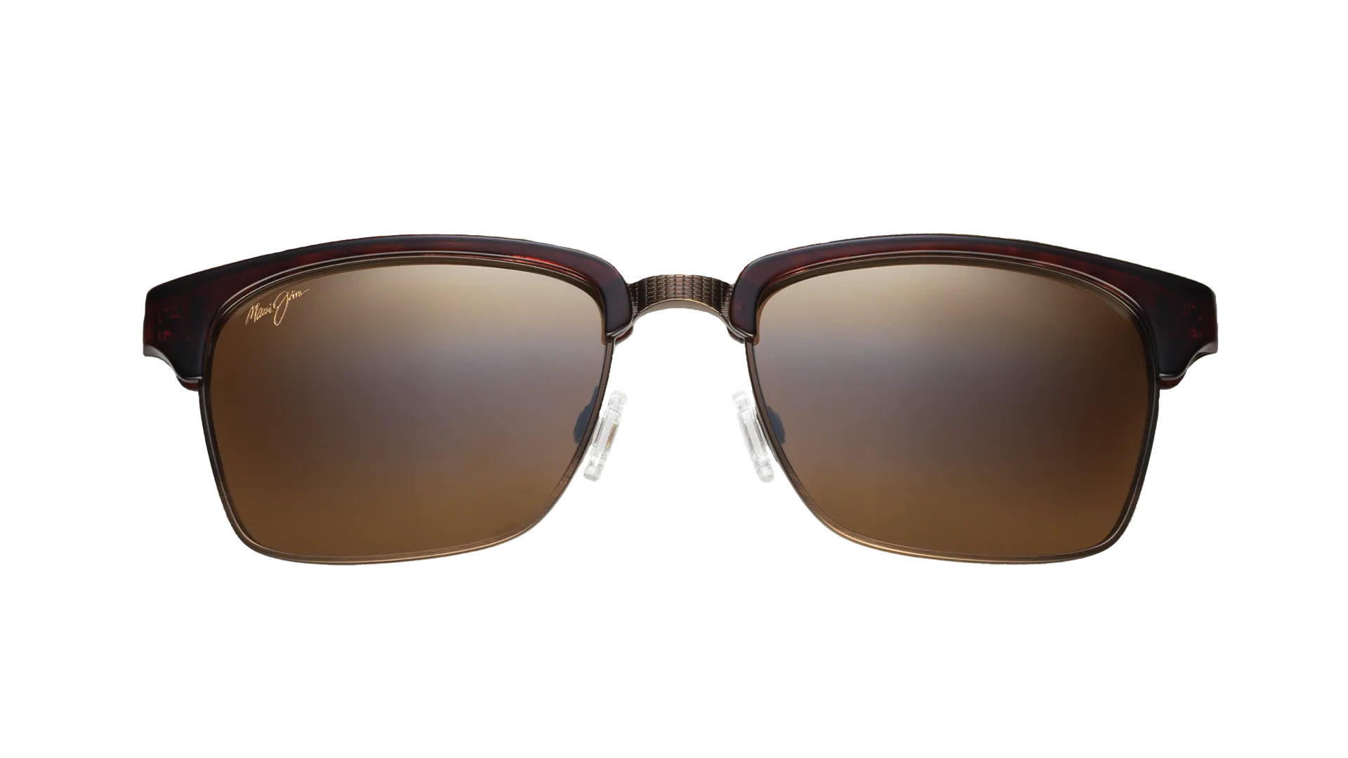 Brown gradient polarized sunglasses with tortoiseshell top frame and nose pads.