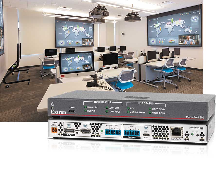Classroom AV with shared displays and presentation equipment