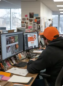 Launchist team discussing with a client in a meeting