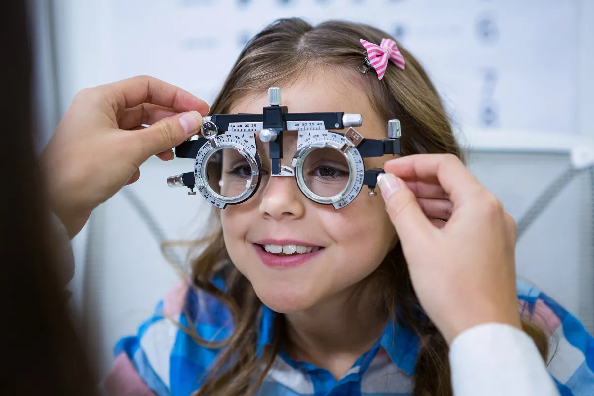 Young girl having an eye examination