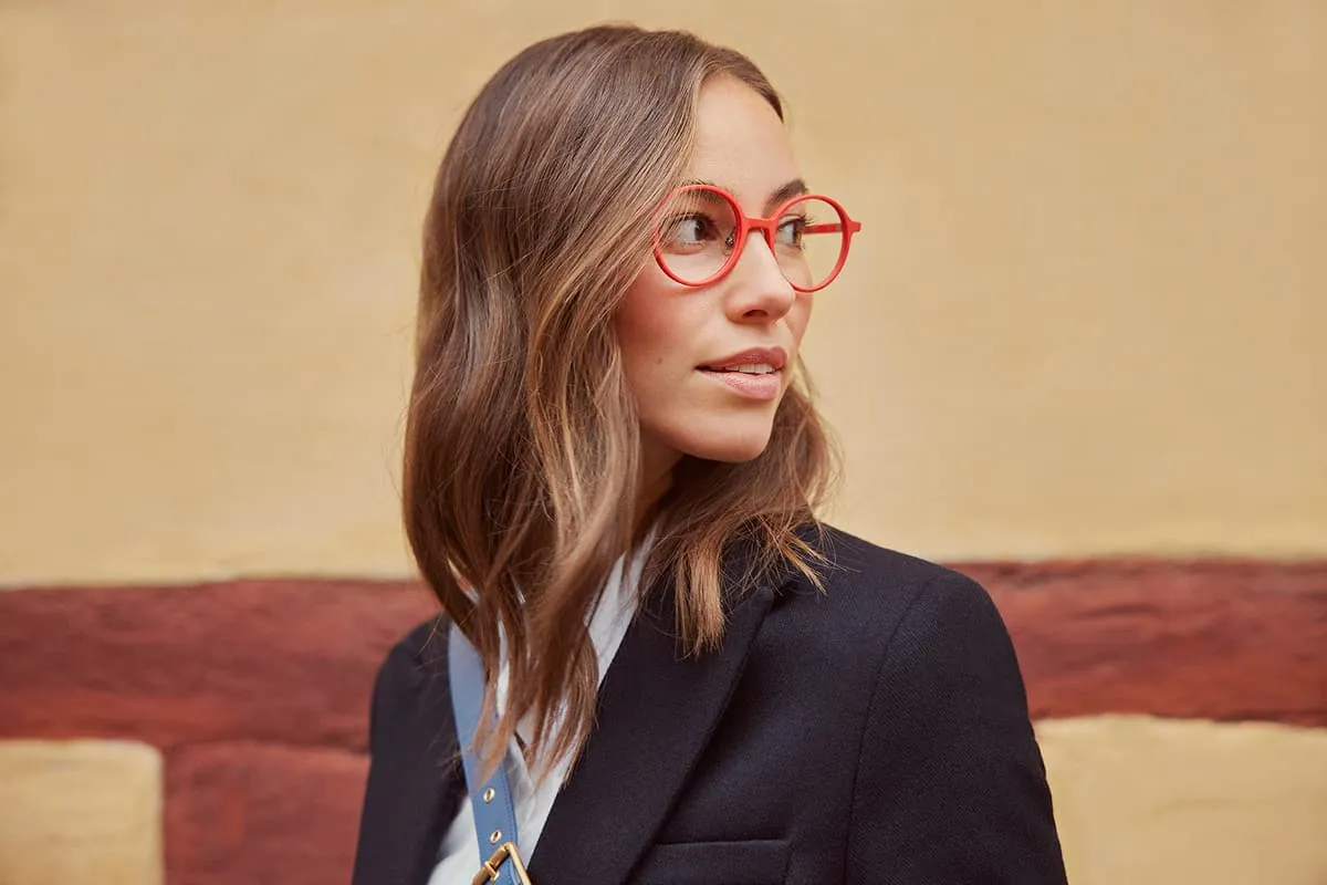 Lady wearing designer spectacles
