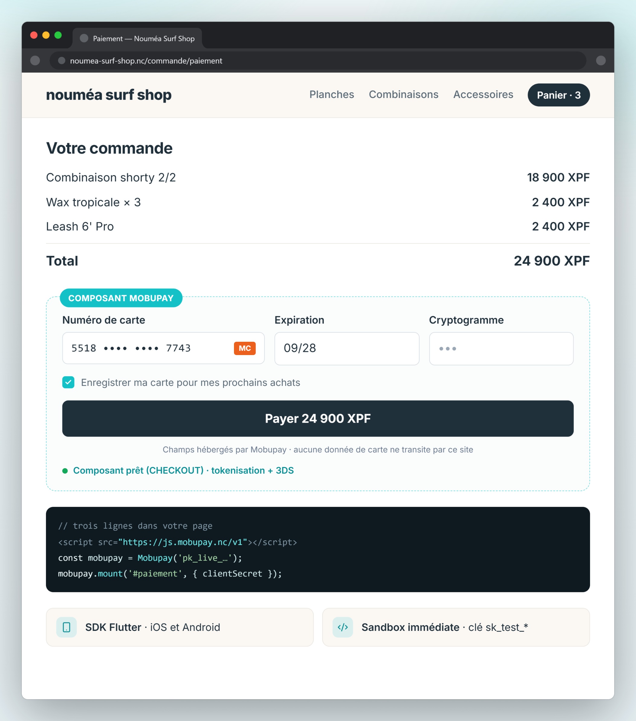 SDK Mobupay integre dans votre site