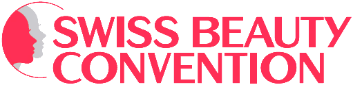 Schriftzug Swiss Beauty Convention mit stilisiertem Gesicht in einem Kreis.