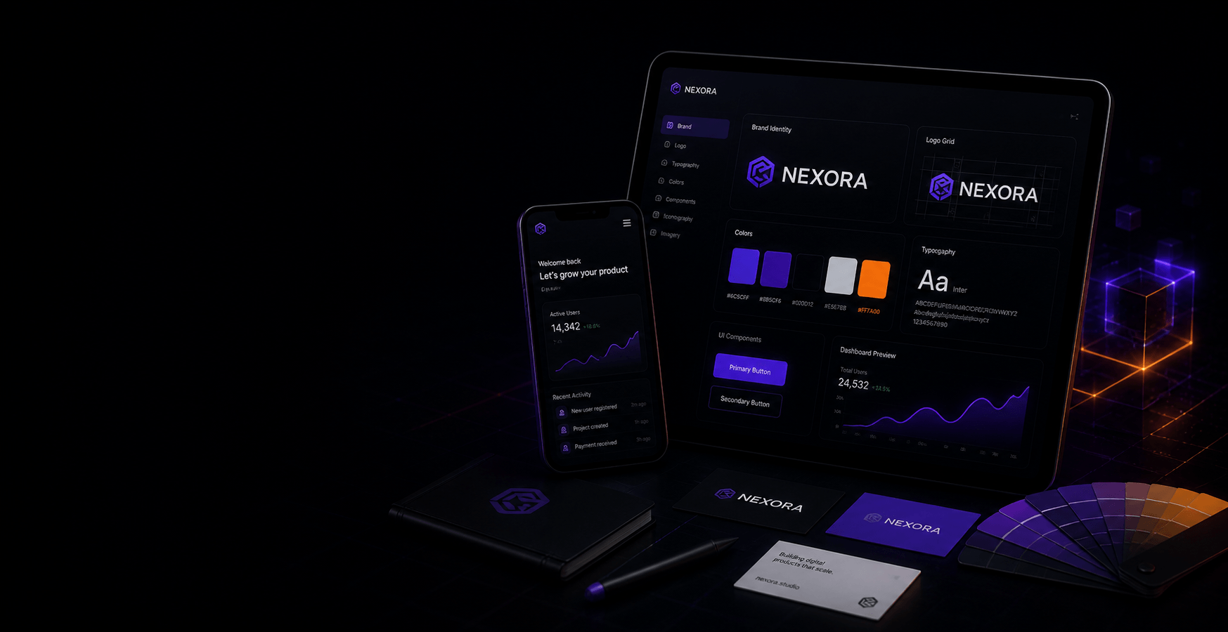 Modern product design and branding workspace focused on intuitive user experiences, scalable interface systems, and visually refined digital products.