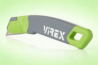 VIREX PRO safety knife with green-grey handle and replaceable blade tip