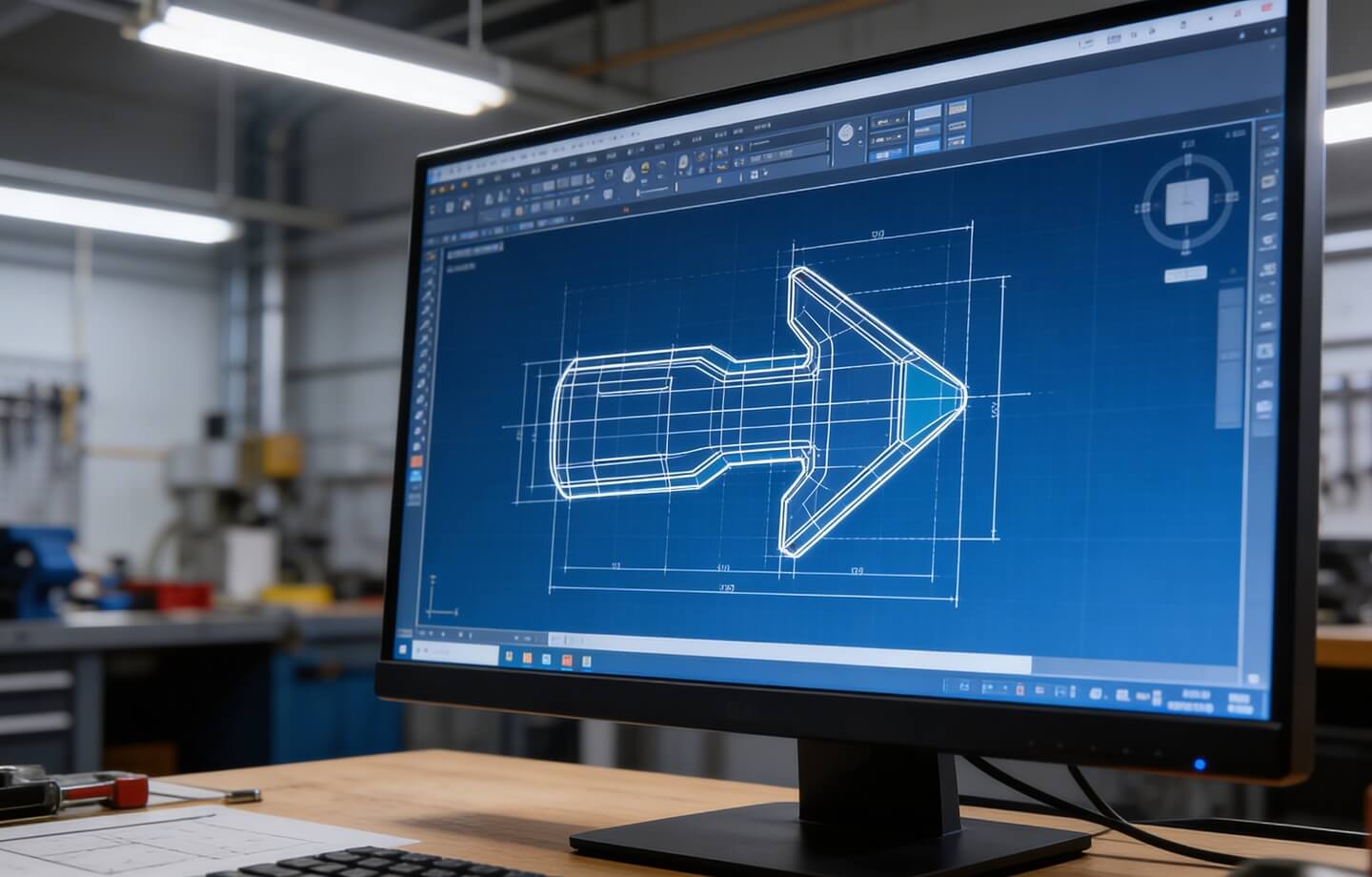 CAD design of the REGGA nozzle displayed on a computer screen