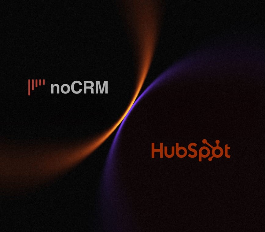 noCRM and HubSpot logos side by side on a dark background, for the noCRM vs HubSpot comparison