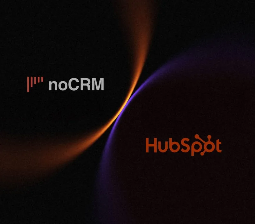 noCRM and HubSpot logos side by side on a dark background, for the noCRM vs HubSpot comparison