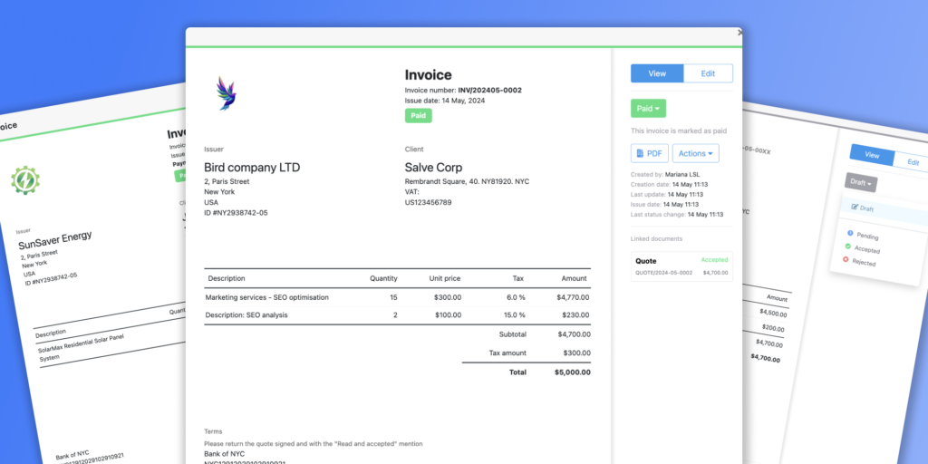 CRM invoicing
