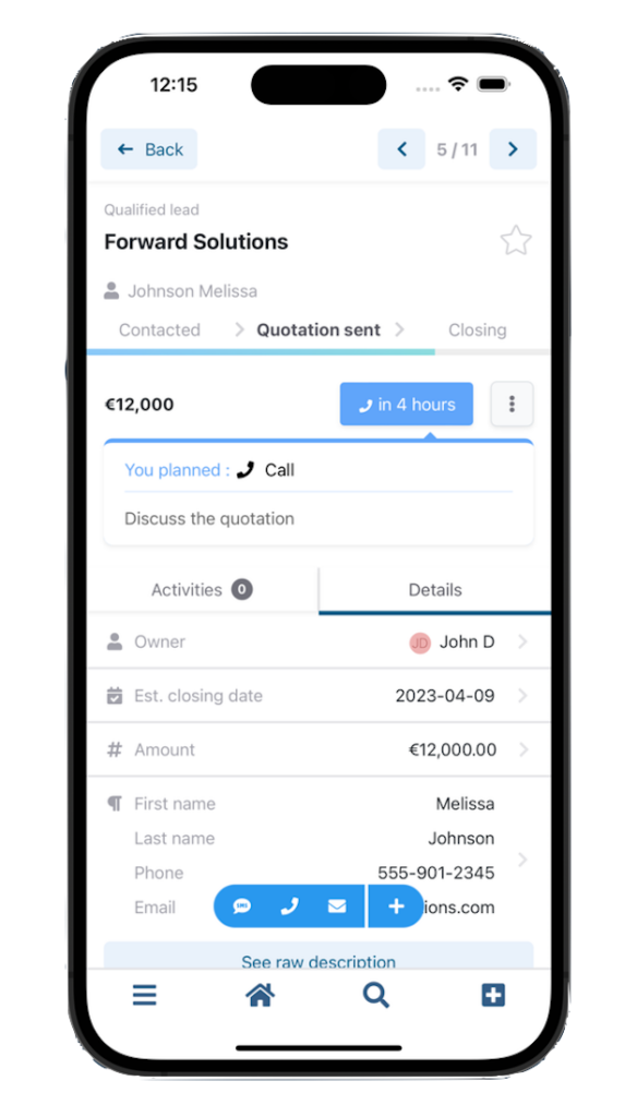 Gerenciando apps no aplicativo CRM da noCRM