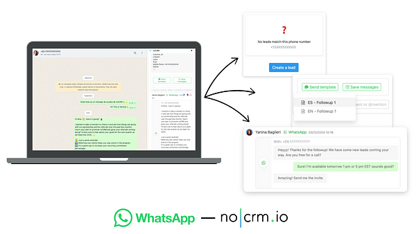 noCRM and whatsapp chrome extension