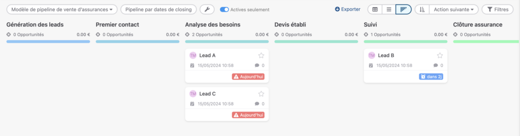 Modèle de pipeline de vente d’assurances