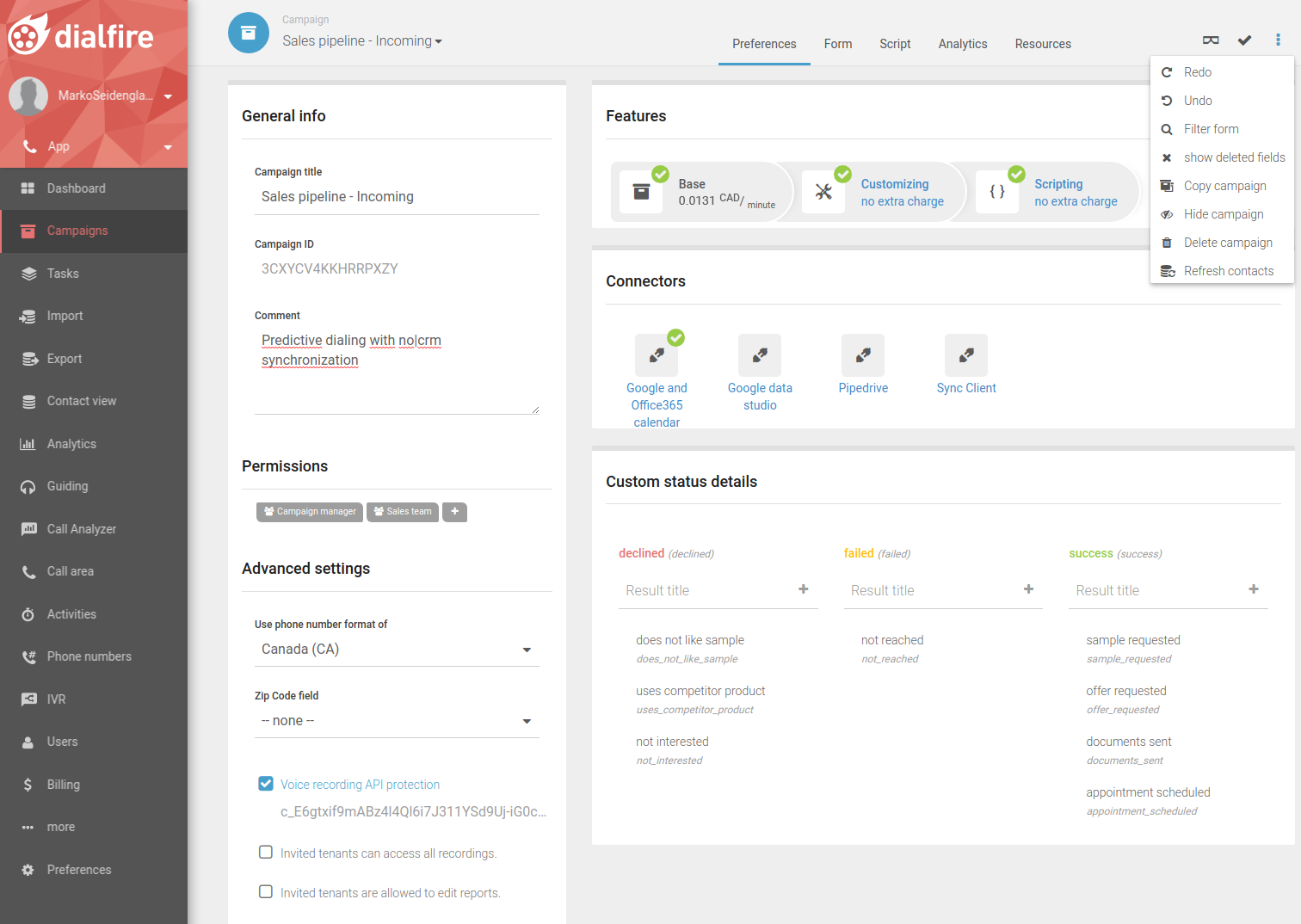 Integrazione tra noCRM e Dialfire