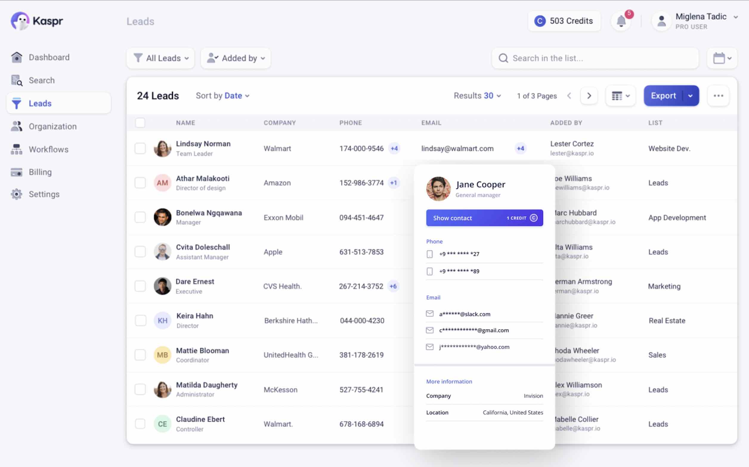 noCRM and Kaspr integration
