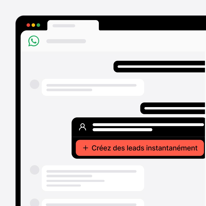 Lead créé instantanément depuis une conversation WhatsApp dans noCRM