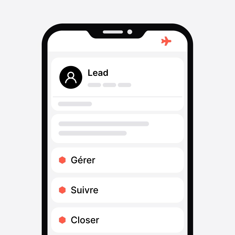 Application mobile noCRM affichant un lead sur iOS et Android