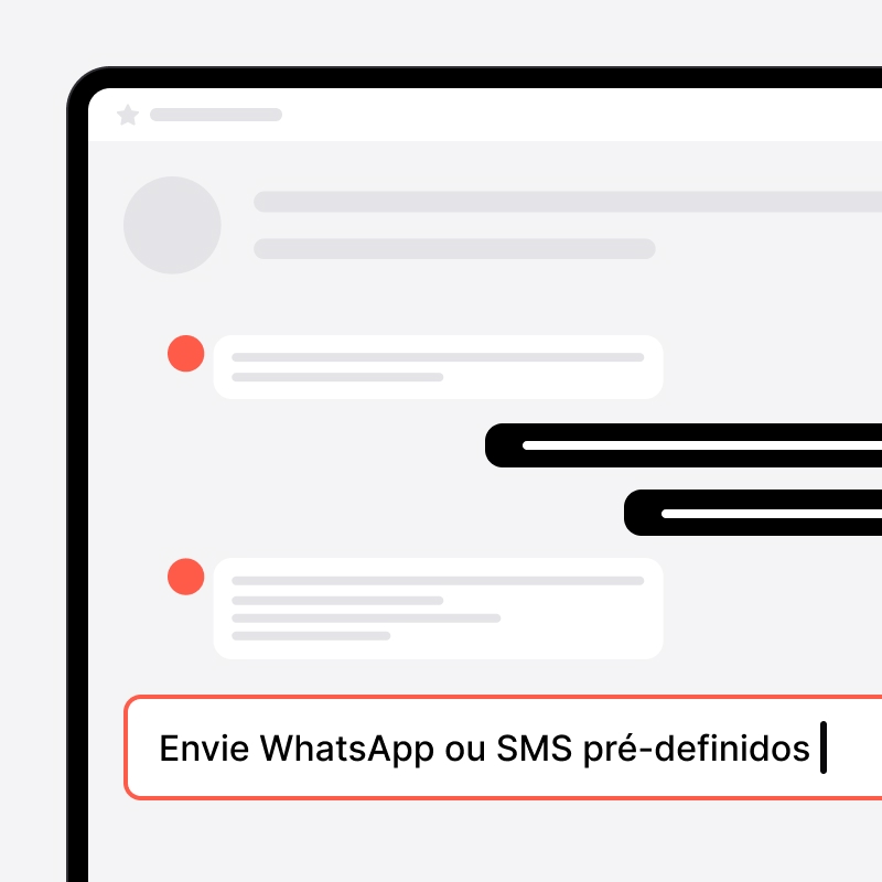 Ação rápida que envia uma mensagem de WhatsApp ou SMS predefinida no noCRM
