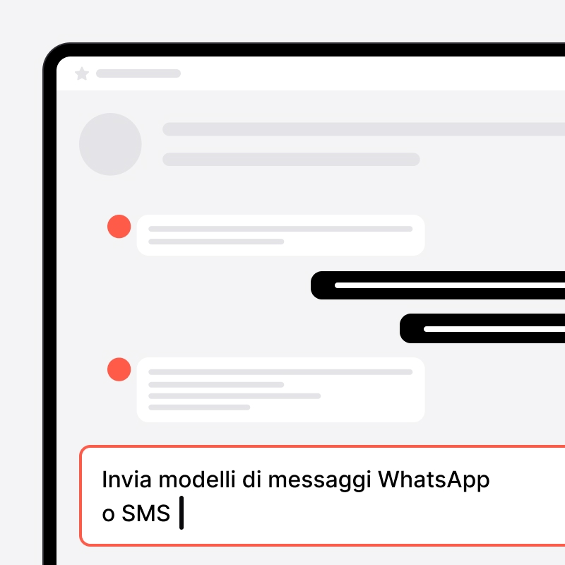 Azione rapida che invia un messaggio WhatsApp o SMS predefinito in noCRM