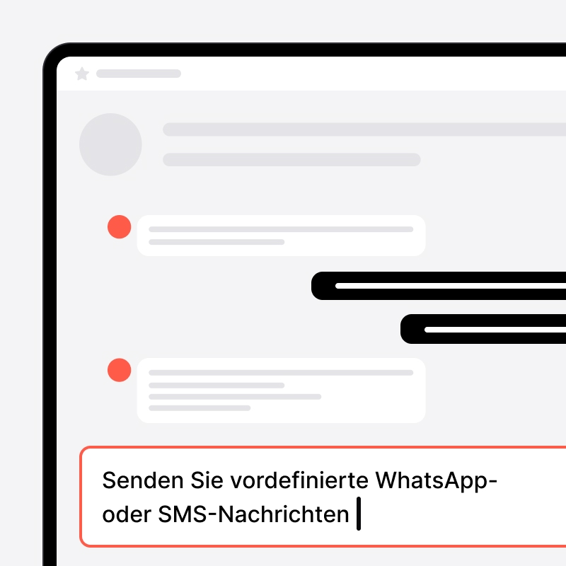 Schnellaktion zum Senden einer vordefinierten WhatsApp- oder SMS-Nachricht in noCRM