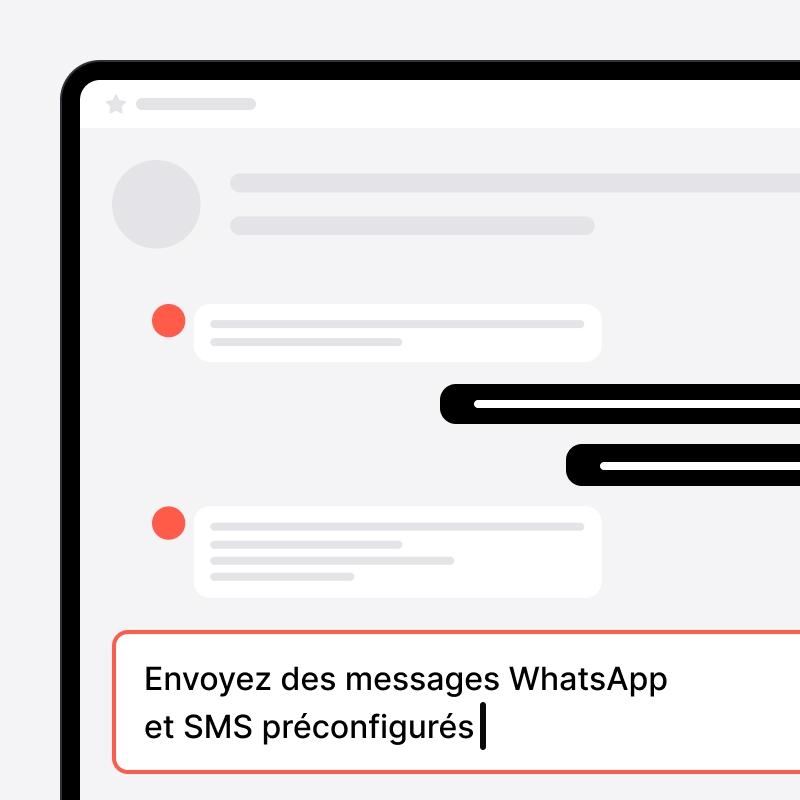 Action rapide envoyant un message WhatsApp ou SMS prédéfini dans noCRM