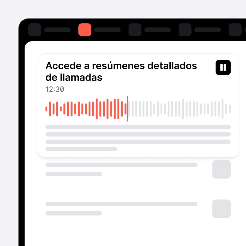 Resumen detallado y transcripción de una llamada en noCRM