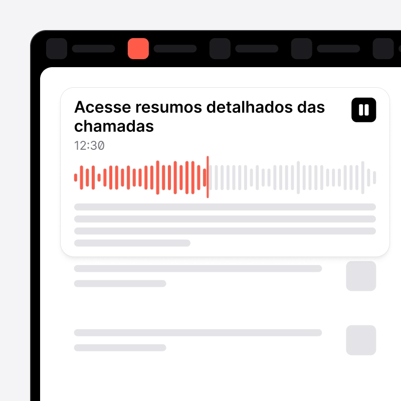 Resumo detalhado e transcrição de uma chamada no noCRM