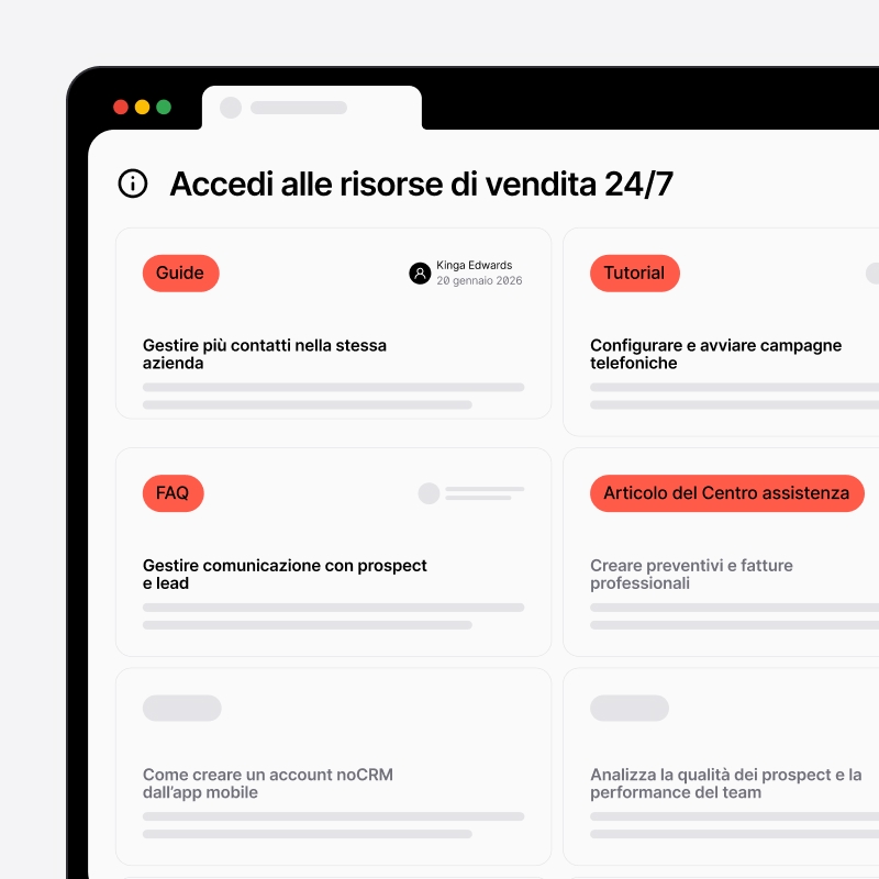 Centro assistenza e FAQ di noCRM disponibili 24/7