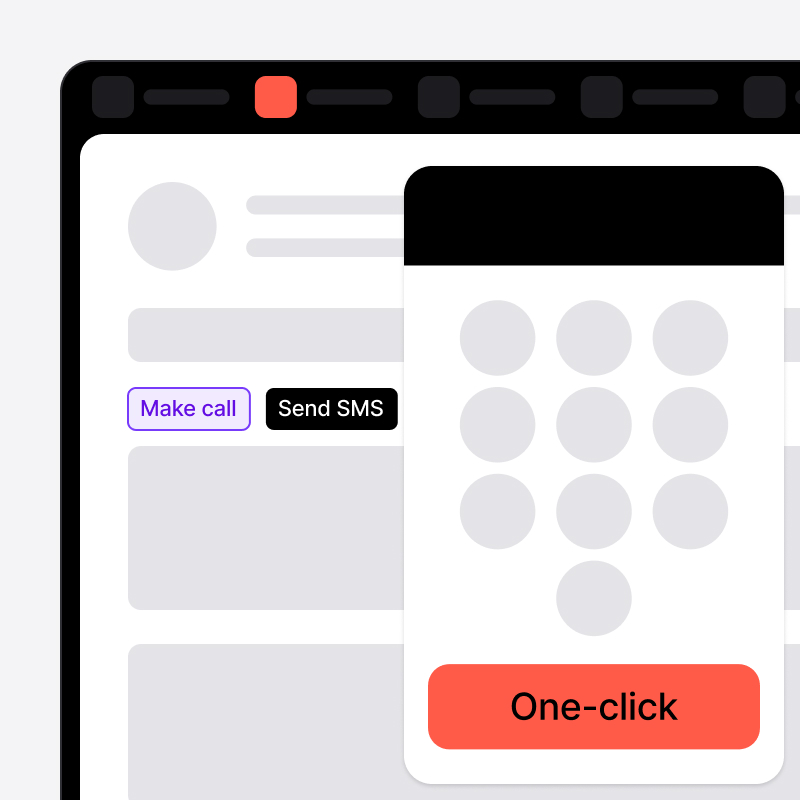 One-click calling and SMS from a lead in noCRM