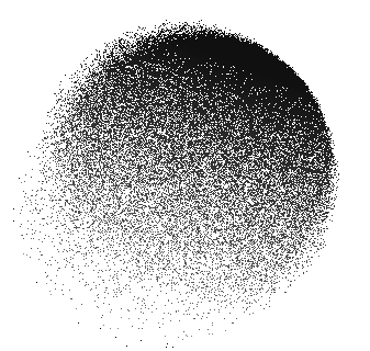 Sort cirkel med spredt, pixeleret kant, der skaber en gradient-effekt mod baggrunden.