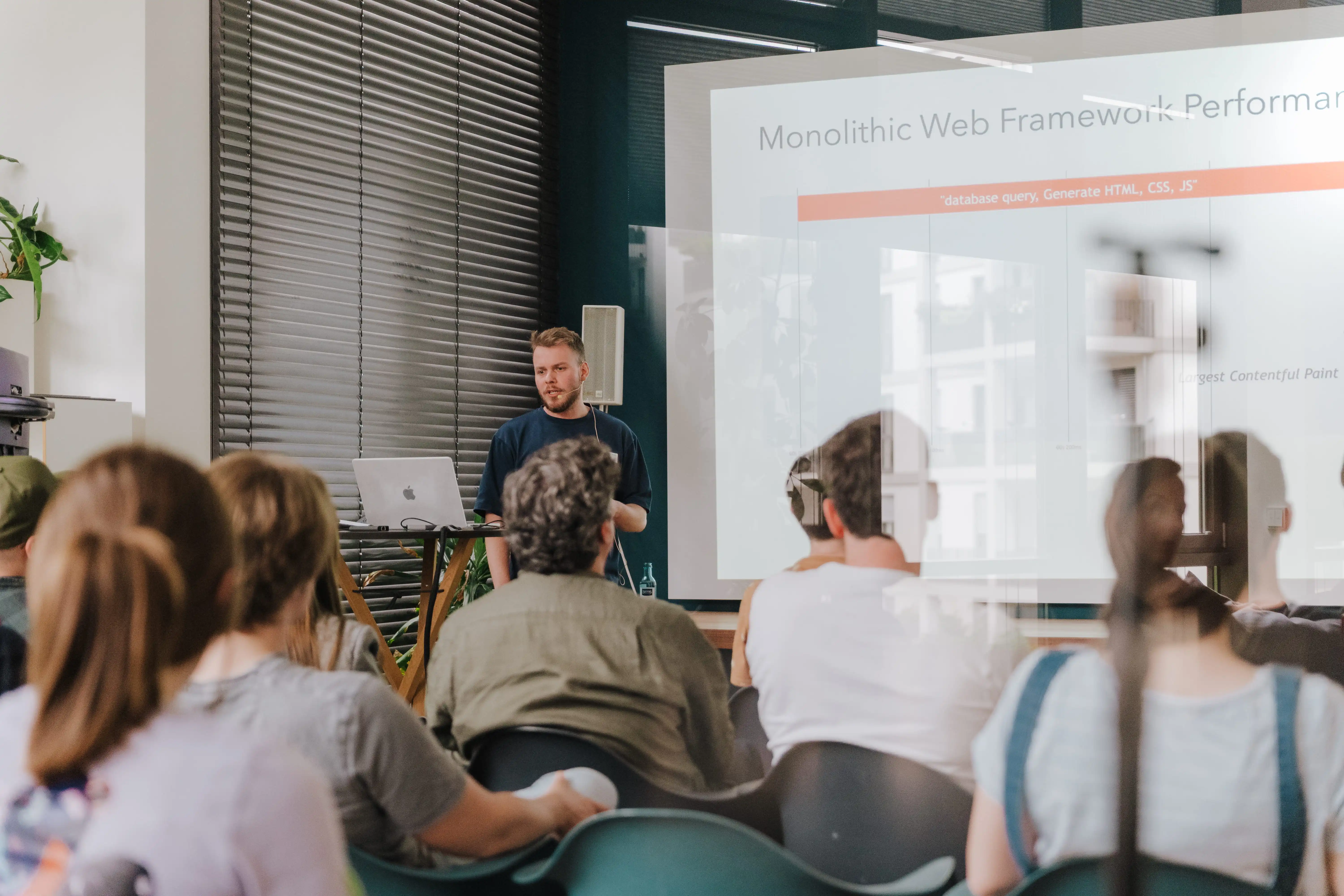 People listening to a presentation