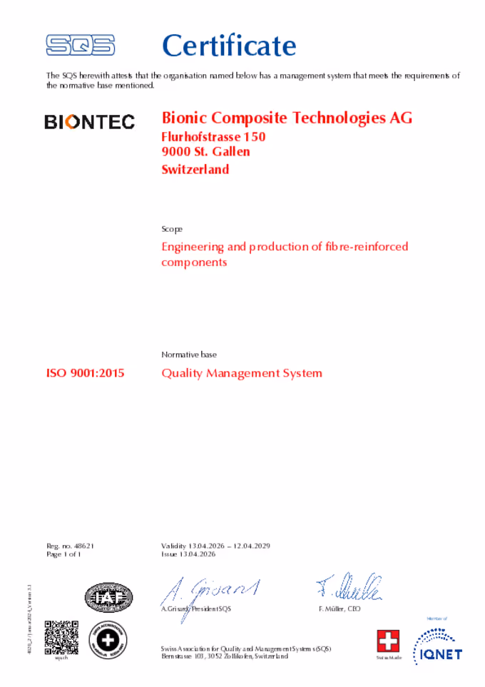 ISO 9001:2015 Zertifikat von BIONTEC