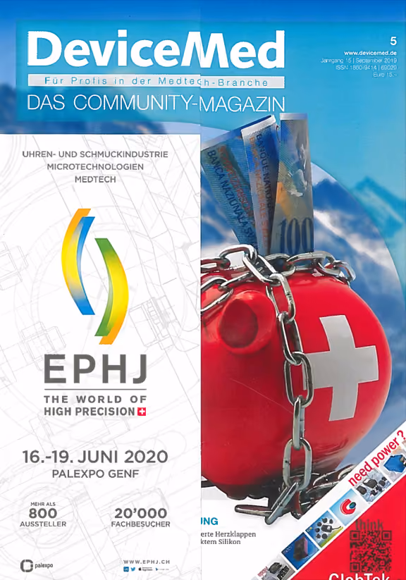 Titelseite der DeviceMed zum Artikel «Mit Bionik zum Faserverbundbauteil»