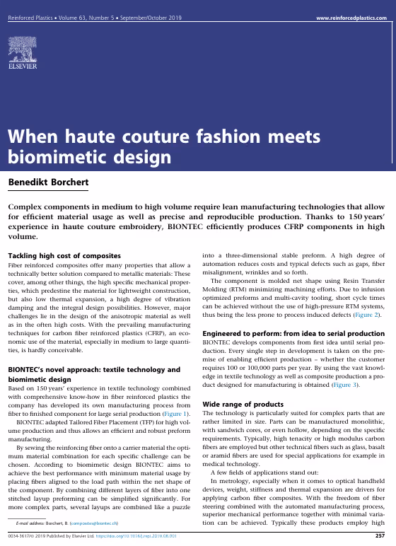 Englischer Artikel «When haute couture fashion meets biomimetic design»