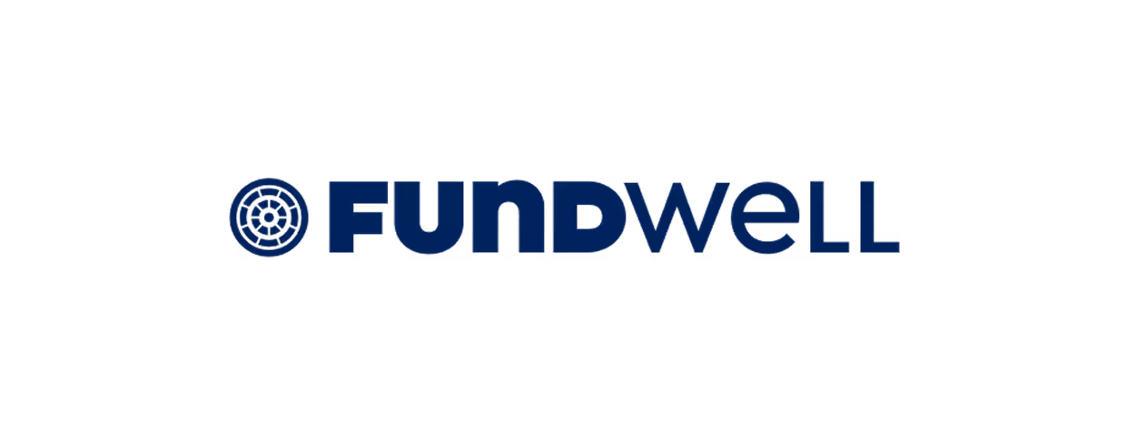 Fundwell company logo with stylized circular design to the left of the text.