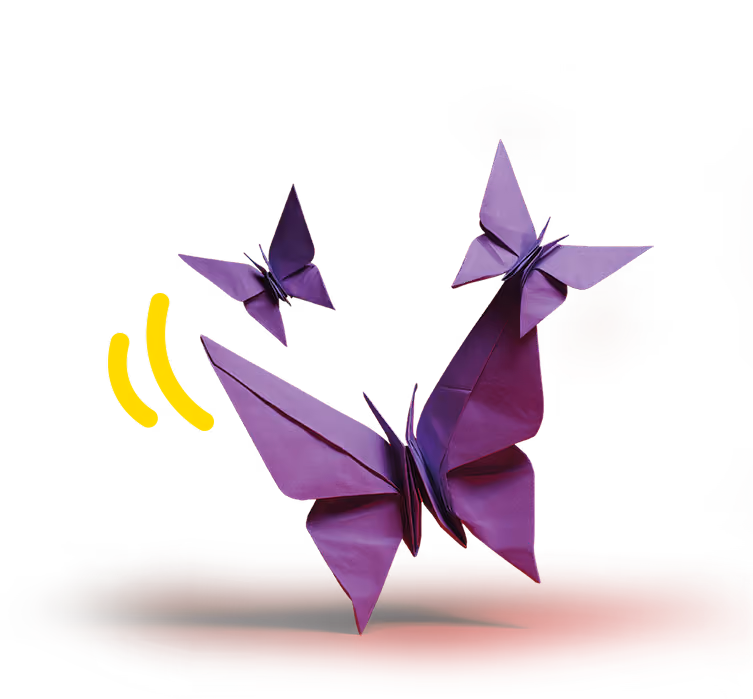 Papillon en origami violet